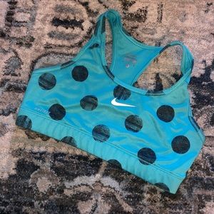 Blue & Black Polka Dot Nike Pro Sports Bra